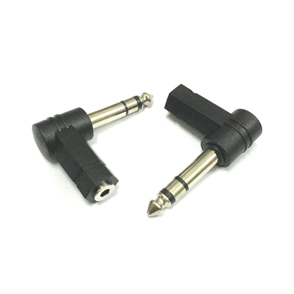 3.5mm 1/8" Female to 6.35mm 1/4" Mono Stereo Male 90 Degree Audio Adapter