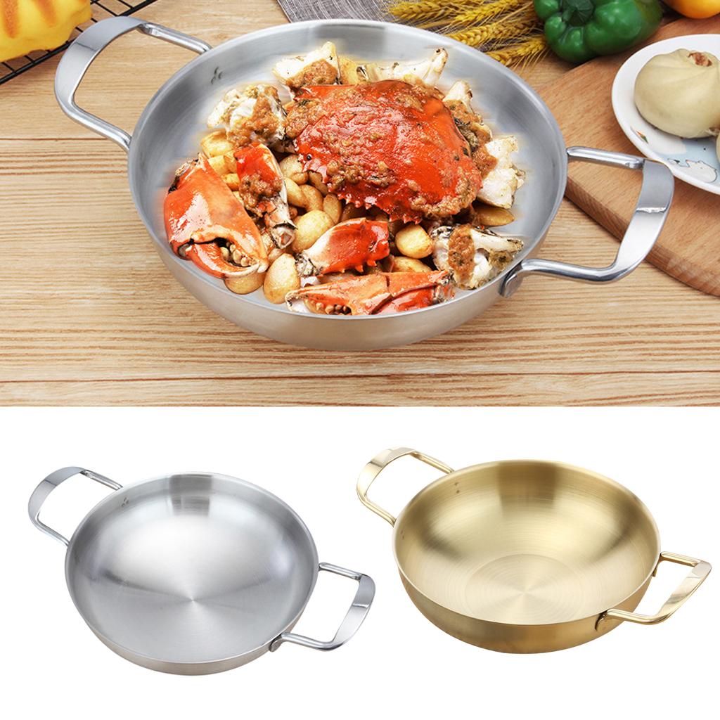 18cm 20cm 22cm Paella Pan Stainless Steel Non-stick Seafood Cooker Camping 