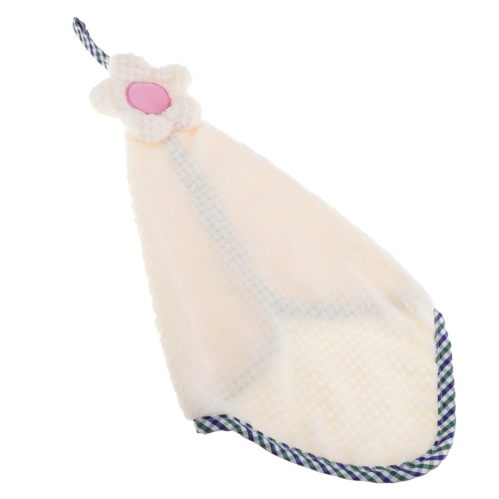 Microfiber Hand Towel Hanging Kids Washcloth Bath Water Dry Beige