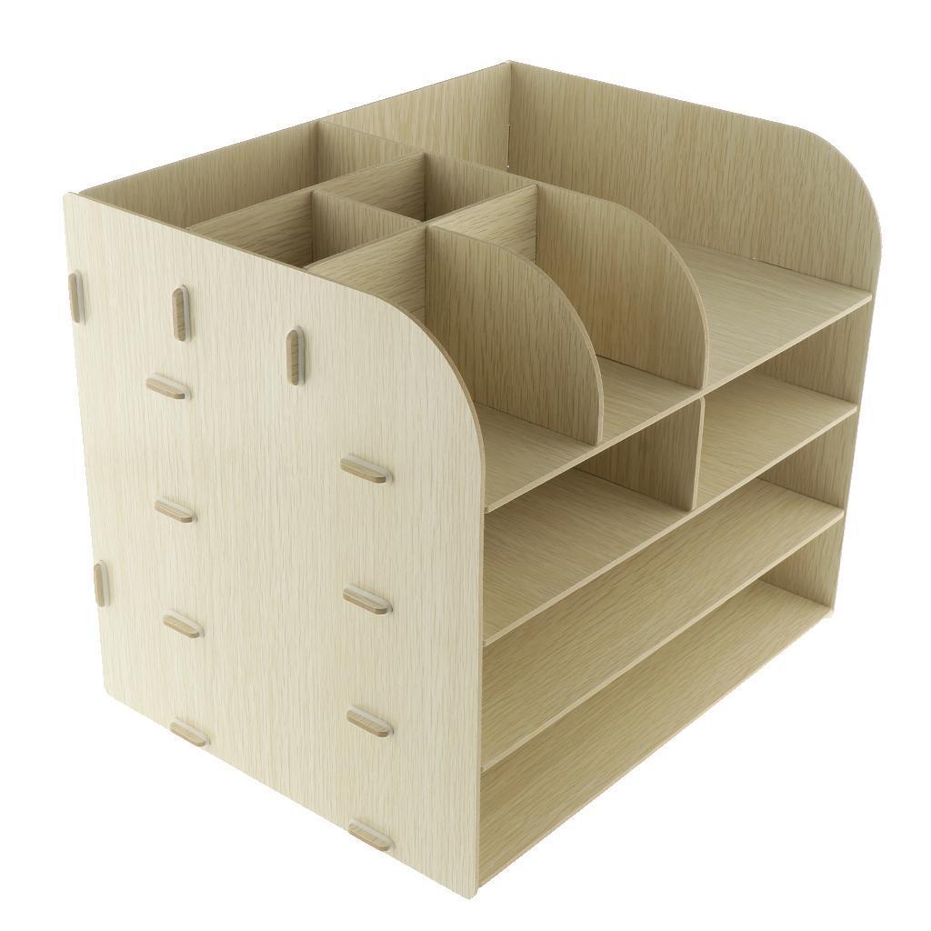 Desktop Organizer Office Storage Rack Wood Display Shelf Display yellow