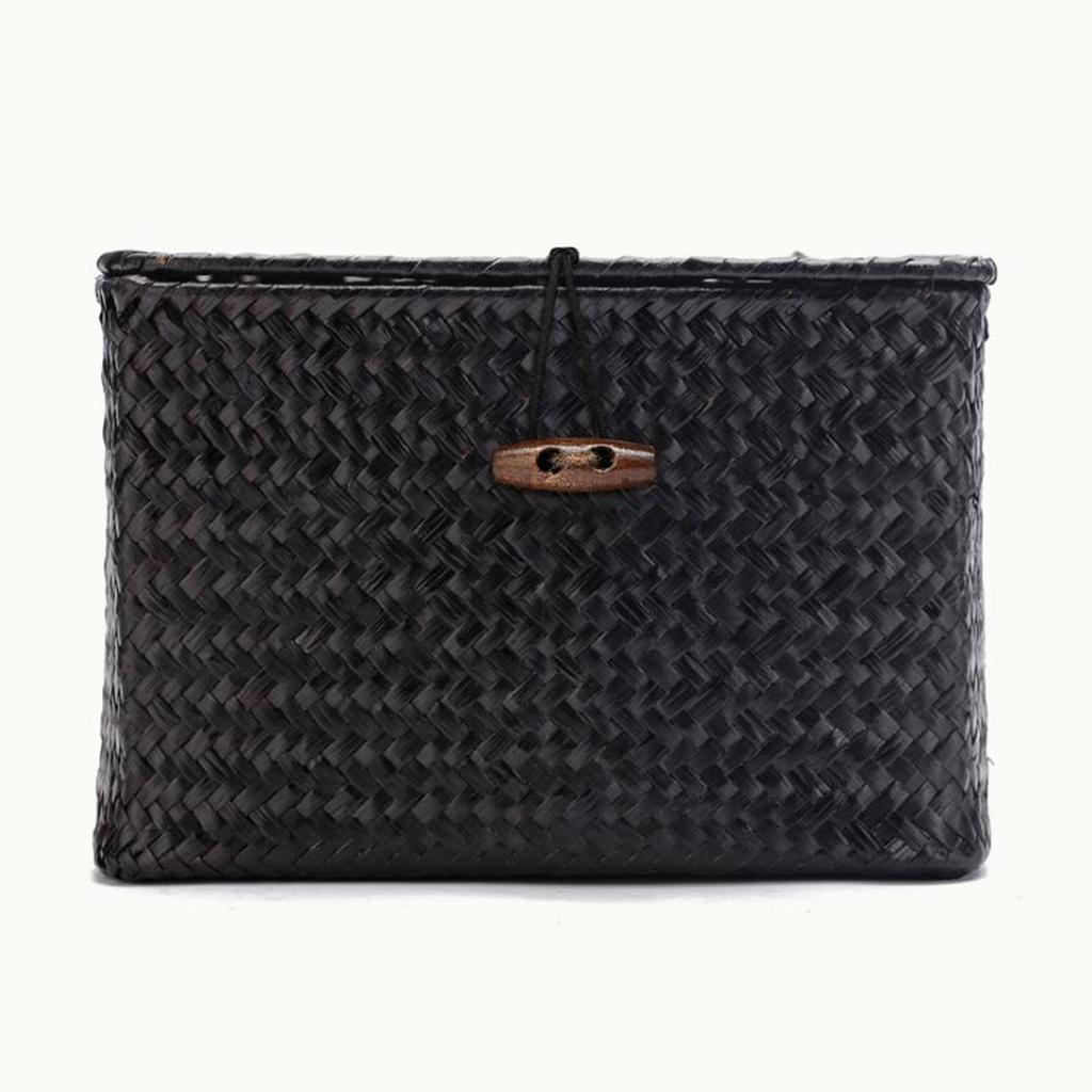 2pcs Seagrass Woven Storage Baskets Bathroom Kitchen Desktop Organizer Box