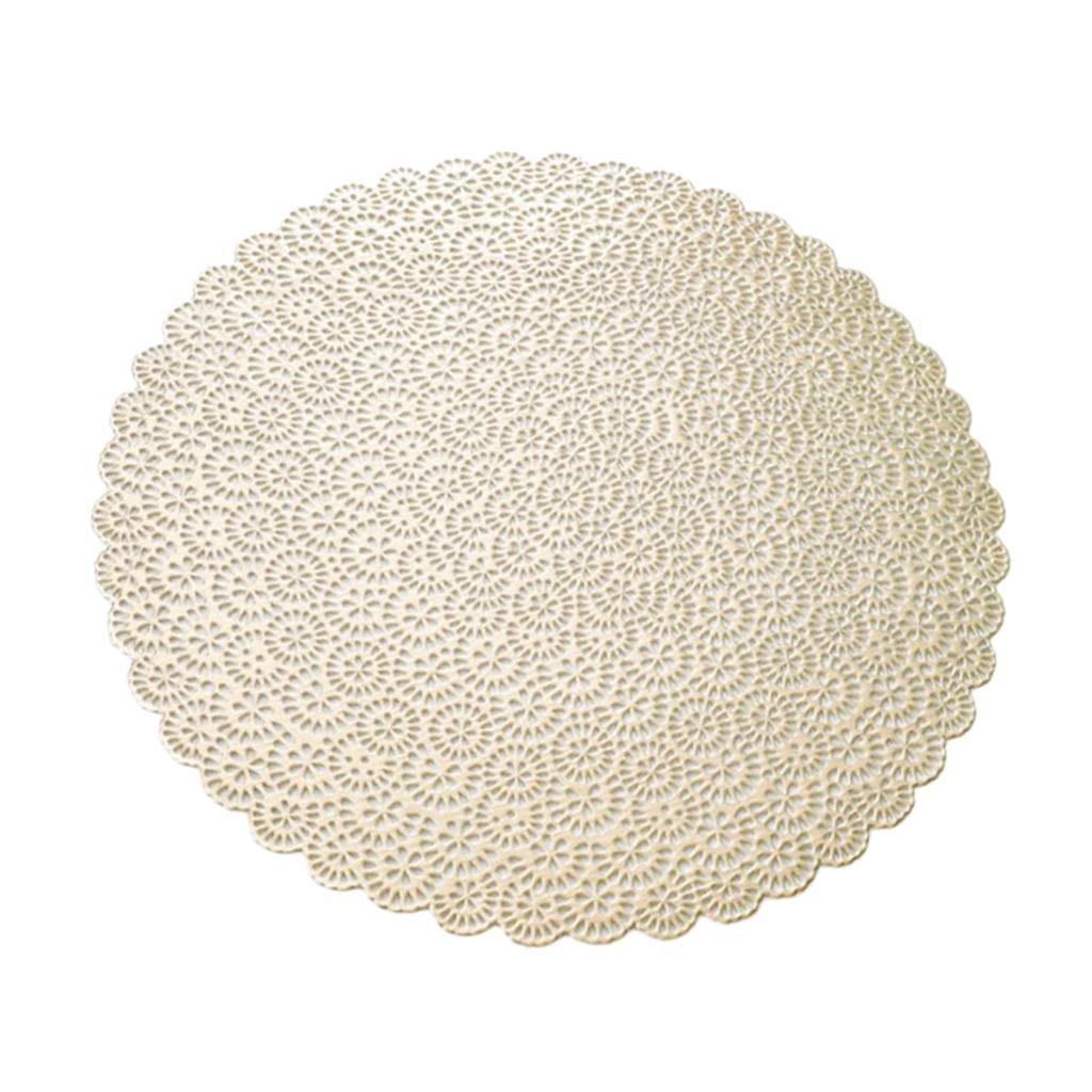 PVC Nordic Style Placemat Round Table Cup Drink Coaster 38cm Golden