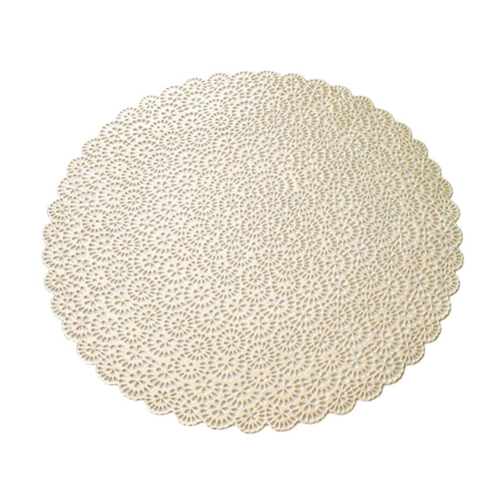 PVC Nordic Style Placemat Round Table Cup Drink Coaster 38cm Golden