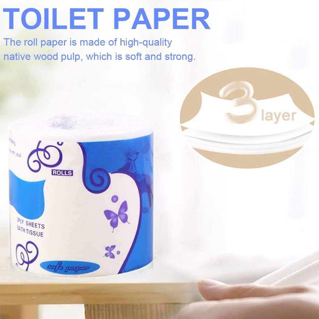 Home Hotel 3 Ply Bathroom Toilet Paper Bulk Roll Wood Pulp Bath Tissue White