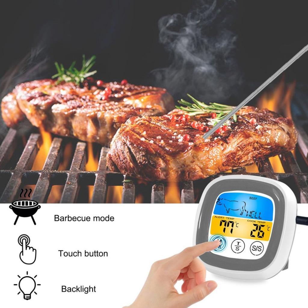 Food Cooking Bluetooth Wireless BBQ Thermometer Grey White