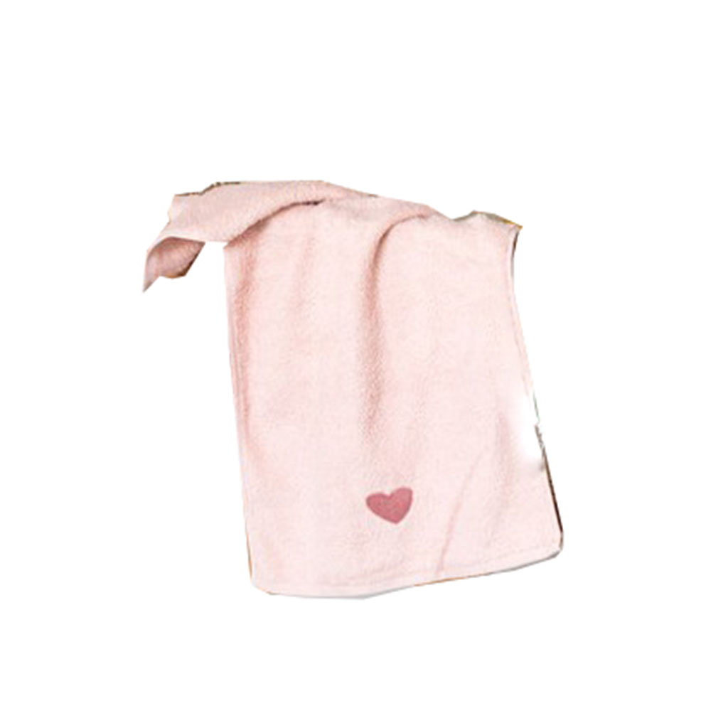 Small Fresh Love Heart Embroidery Pure Cotton Towel Bath Towel Light Pink