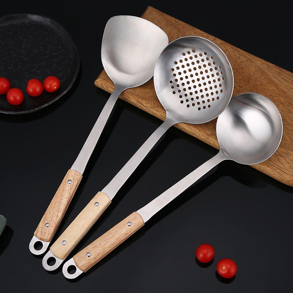 3pcs/set Kitchen Cooking Utensils Soup Spoon Colander Spatula Non-stick