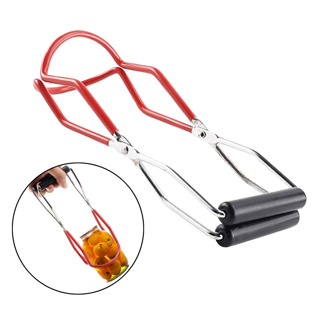 Stainless Steel Canning Jar Lifter Tongs with Rubber Grip Handle Anti-Skid