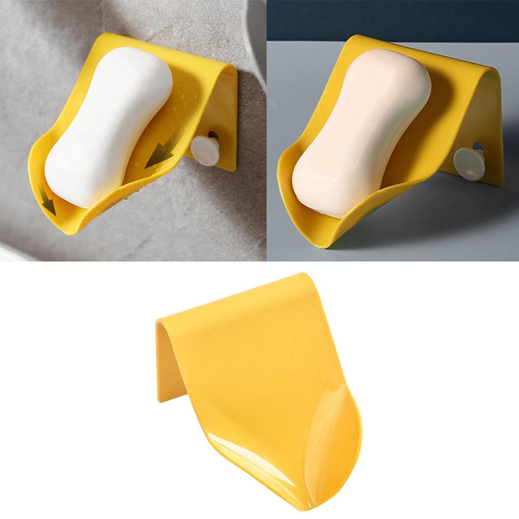 1pc Soap Holder Wall Mounted Hanging Bathroom Shower Soap Dish Shower yellow