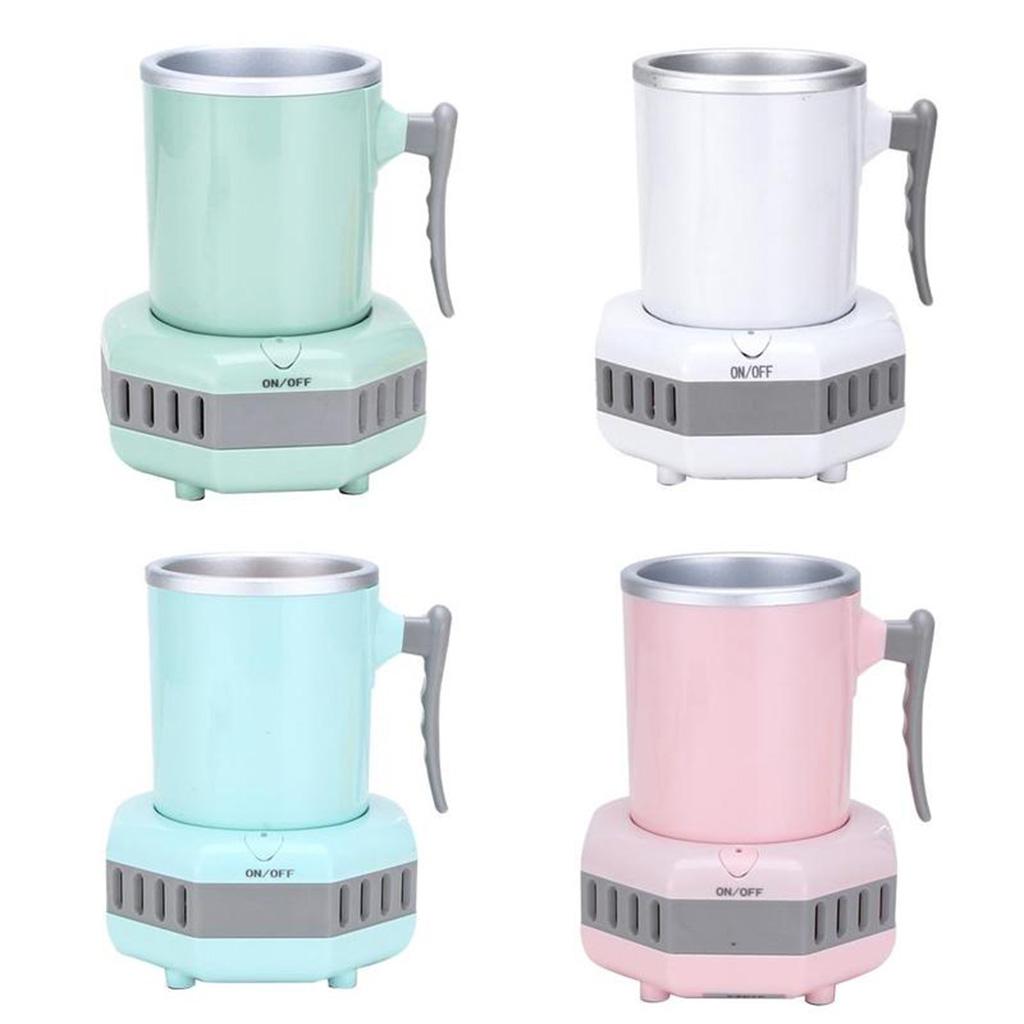 Portable Quick Electric Beverage Cup Cooler Ice Making for Milk Coffee Pink
