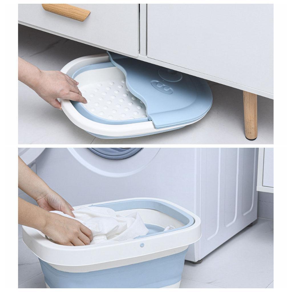 Folding Foot Basin with Pebble Massage Feet Soaker Massage Tubfoot Care Blue