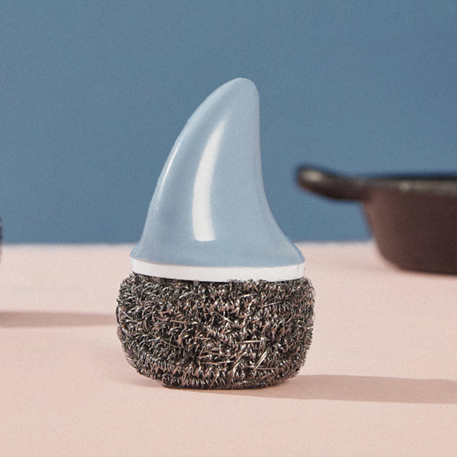 Cleaning Ball Brush Pot Cleaning Brush with Handle for Washing  Blue