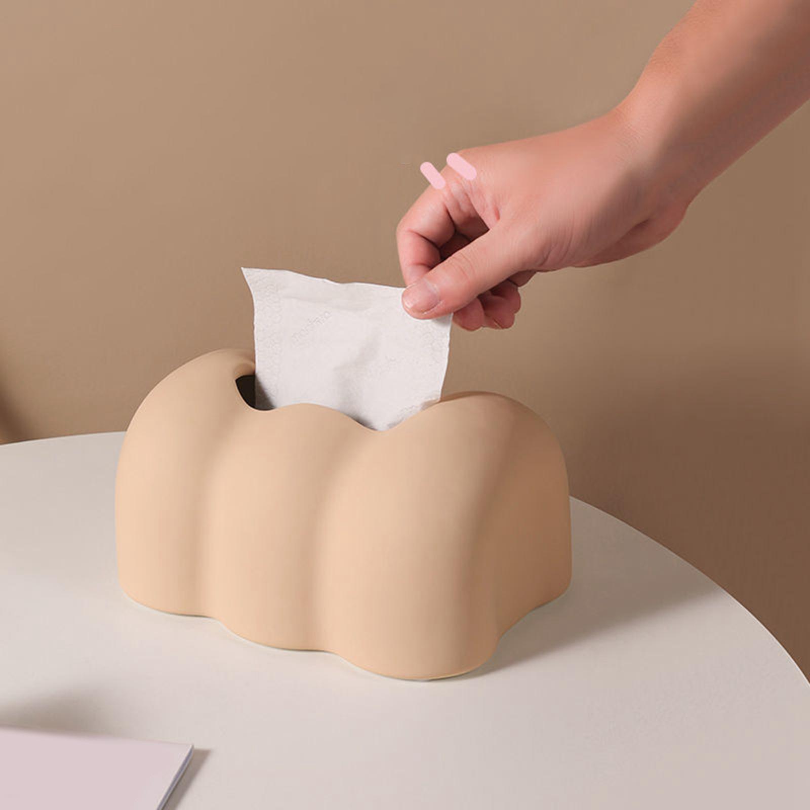 Tissue Cover Tissue Storage Boxes Donut Shape for Household beige