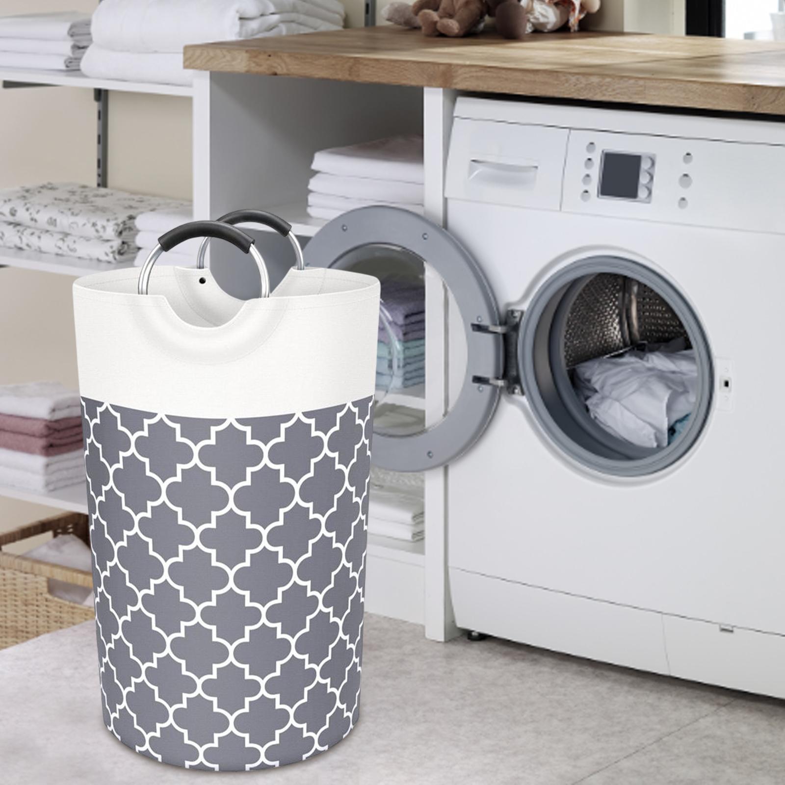Laundry Organizer Bag Storage Clothes Basket for Bedroom Bathroom Gray