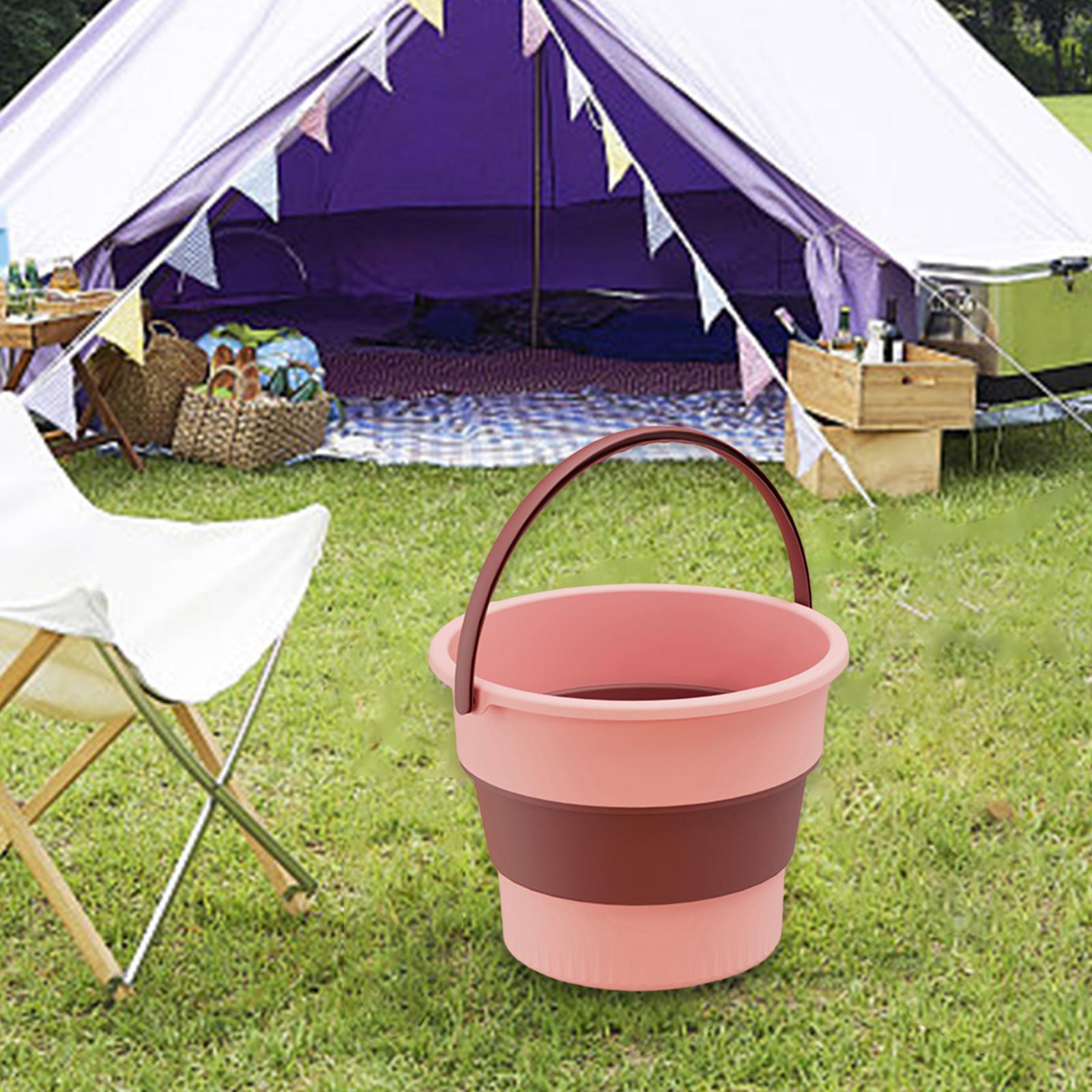 Foldable Bucket with Handle Easy Cleaning Bucket for House Cleaning pink