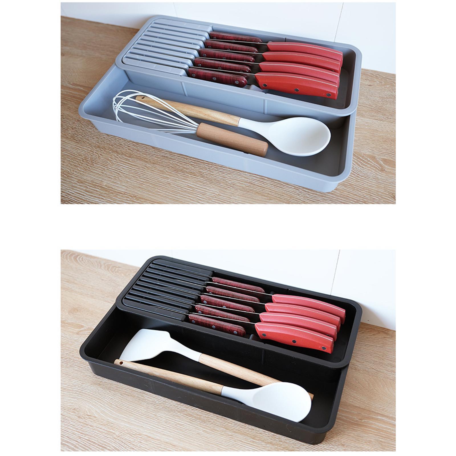 Retractable Knife Organizer Versatile Kitchen Utensil Organizer for Home Use Black