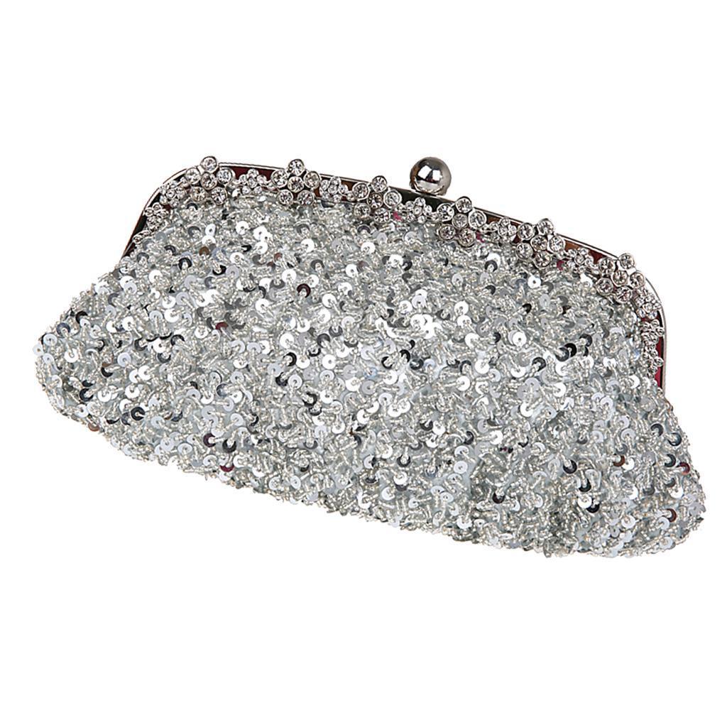 Prettyia Women Crystal Diamante Evening Clutch Bag Wedding Handbag Party Bag