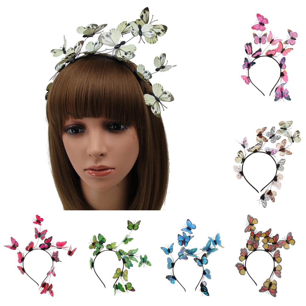 Women Fascinator Headband 3D Butterfly Hair Hoop Party Photography ...