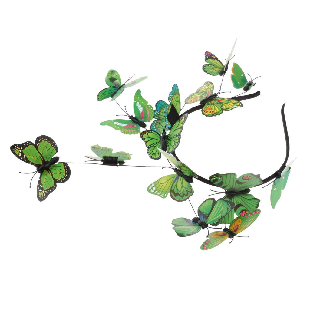 Women Boho Butterfly Crown Hair Band Wedding Party Prom Headband Green