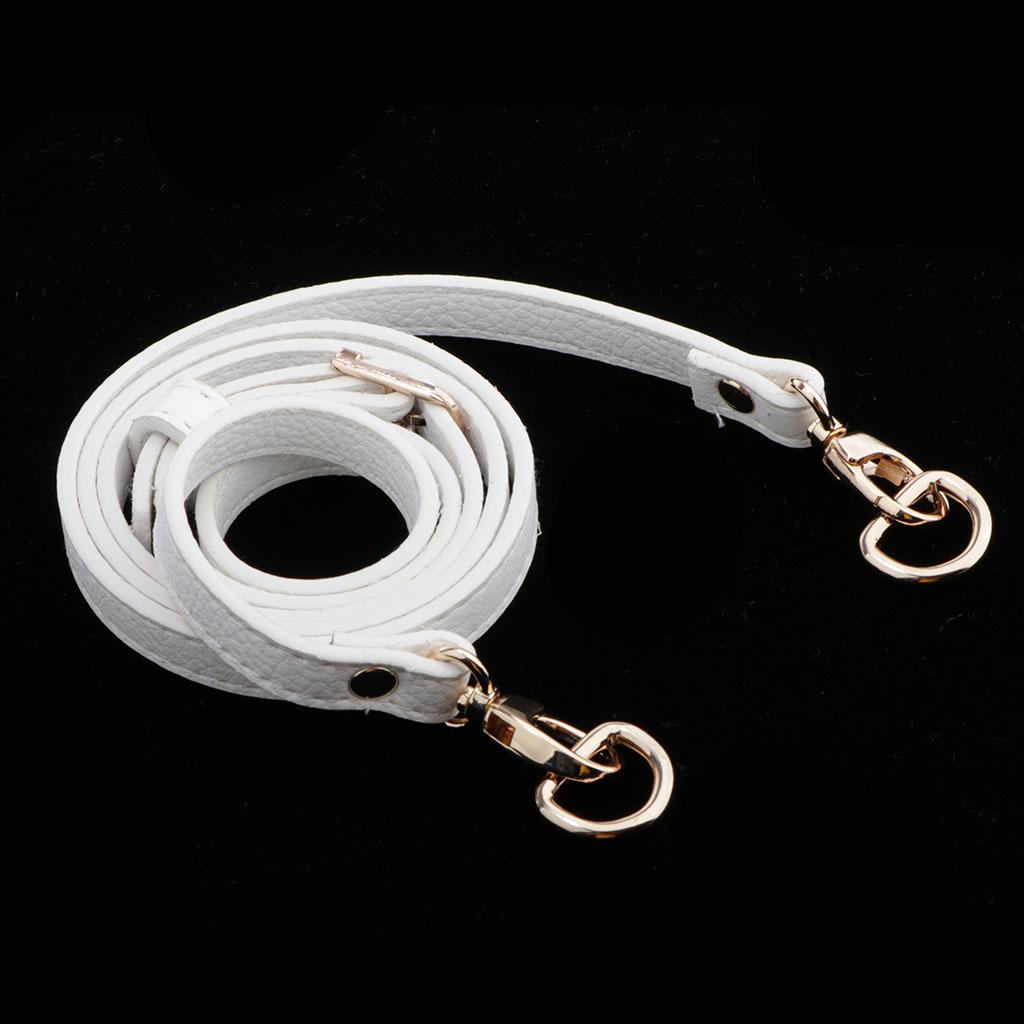 Adjustable Leather Bag Strap Replacement for Bag Making White- Gold Buckle