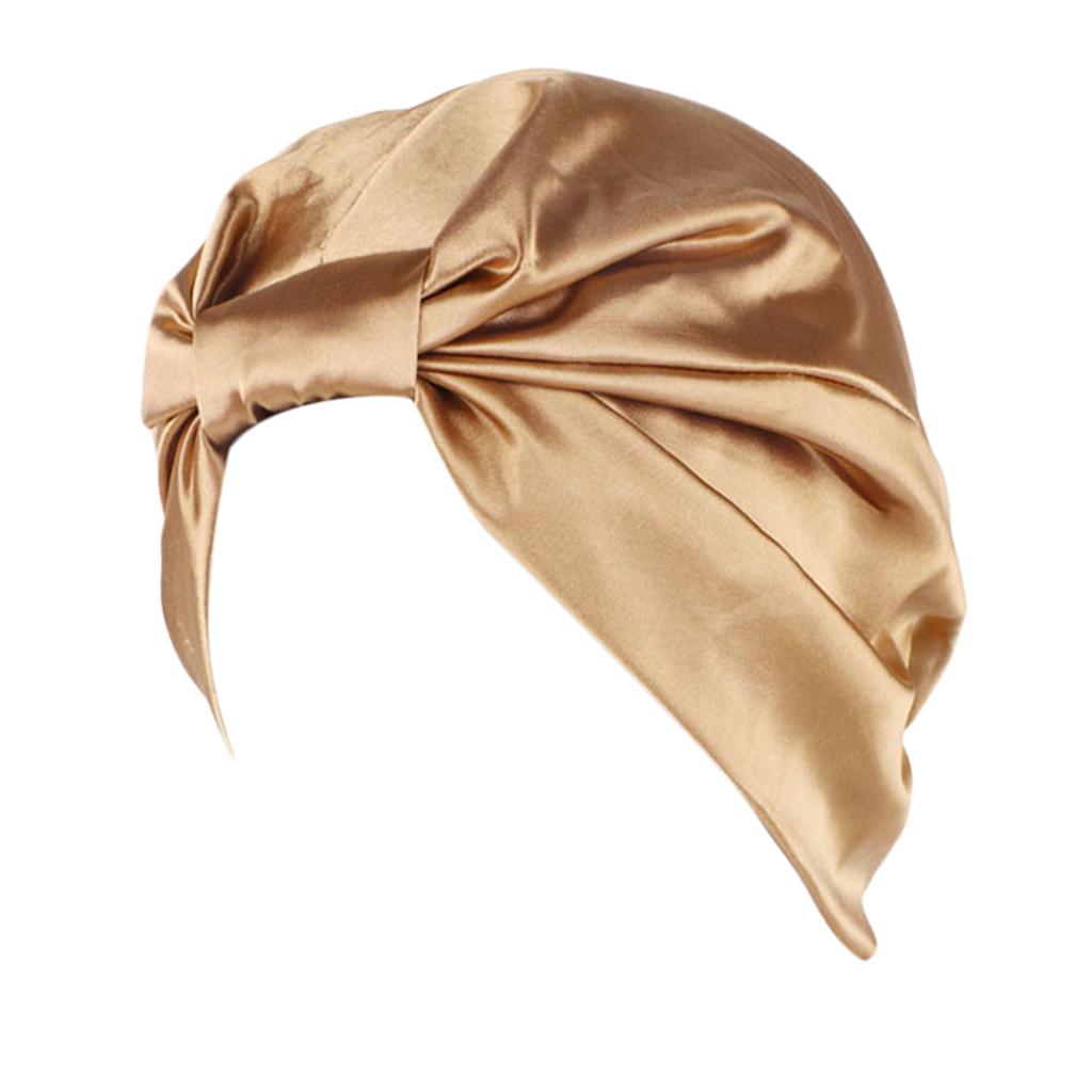 Womens Silky Beanie Hat Hair Loss Chemo Cap Turban Sleep Cap Khaki