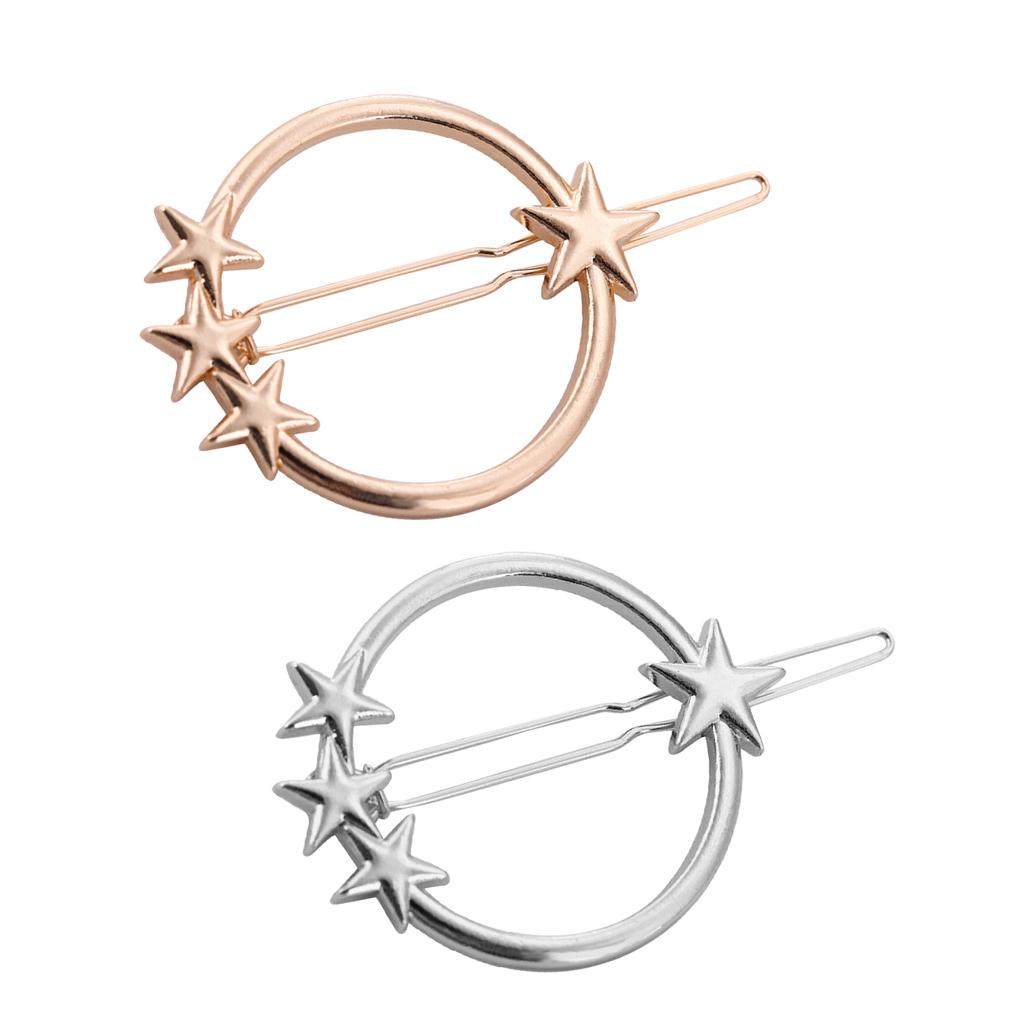 Round Star Geometric Metal Hair Clip Ponytail Holder Hair Accessories Silver