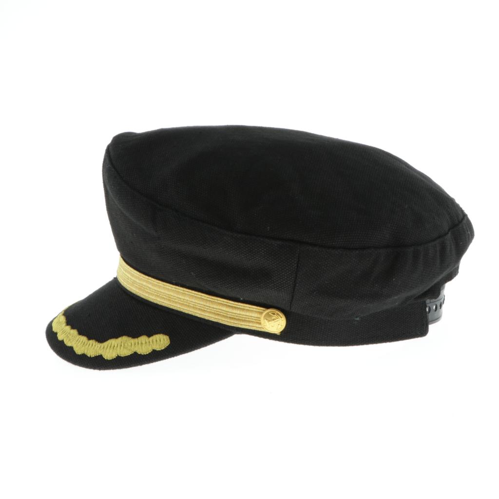 Adult Kid Captain Yacht Hat Sailor Hat Cosplay Party Cap Costume Black Adult