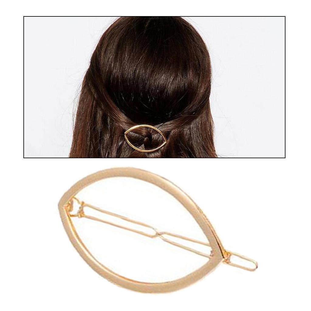 Hollow Hairpin Clip Oval Hair Snap Clamp Slide Grip Barrette Headwear Golden