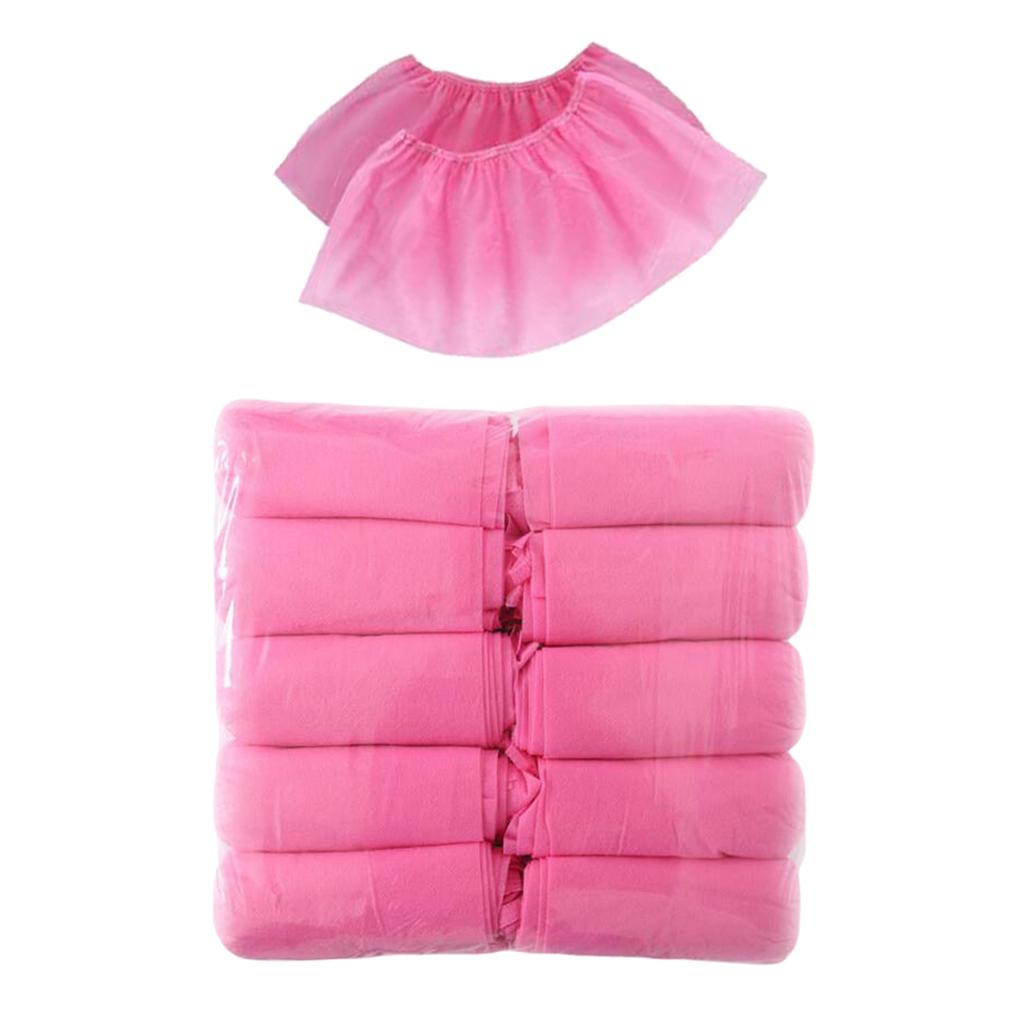 100pcs Disposable Shoe Cover Anti-Slip for Workplace Carpet Pink