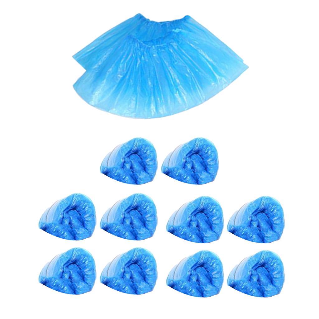 100Pcs Disposable Plastic Shoe Covers Cleaning Overshoes Protective Blue