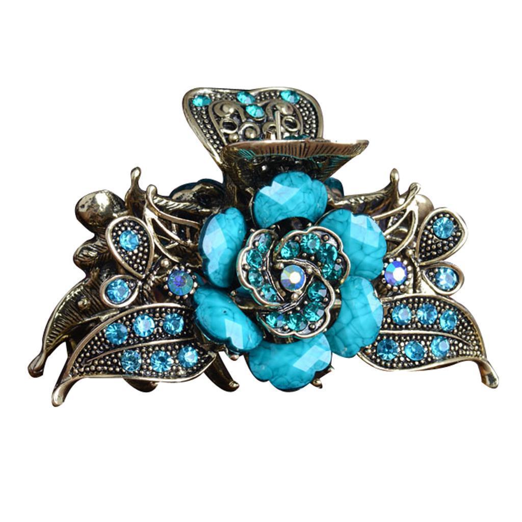 Retro Rhinestones Hair Jaw Claw Large Hair Clip Hair Accessories Blue