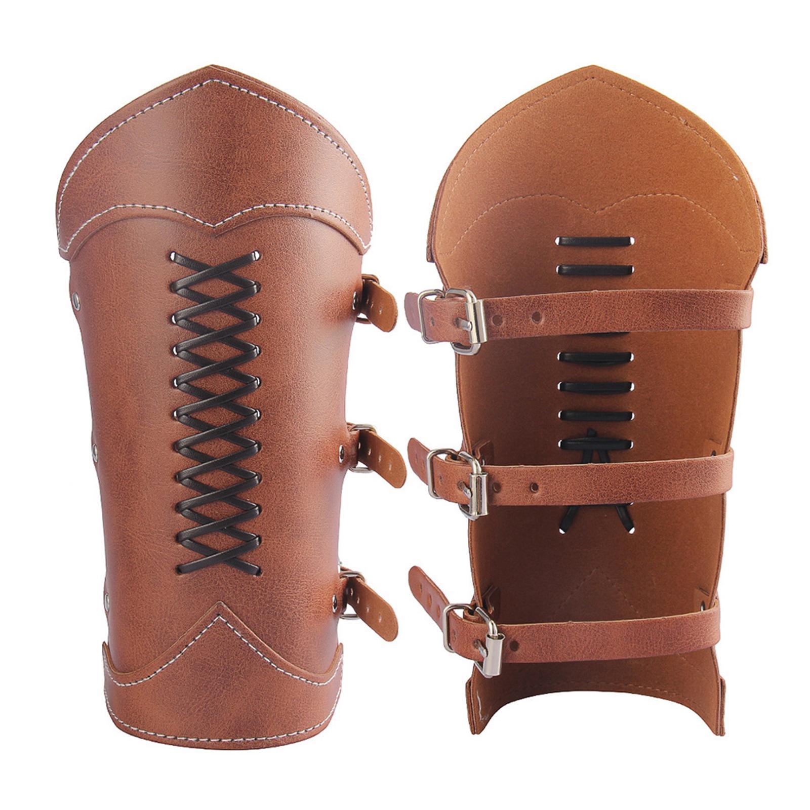 2xGauntlet Medieval Costume Bracers Cosplay Horsing Riding Men Women Coffee
