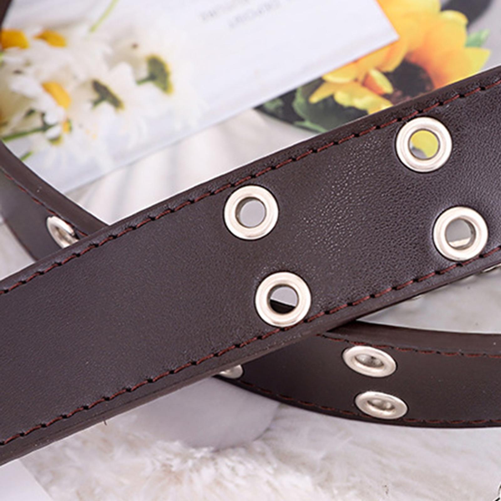 2x Women Punk Belt Double Grommet Leather Jeans Waist Strap  