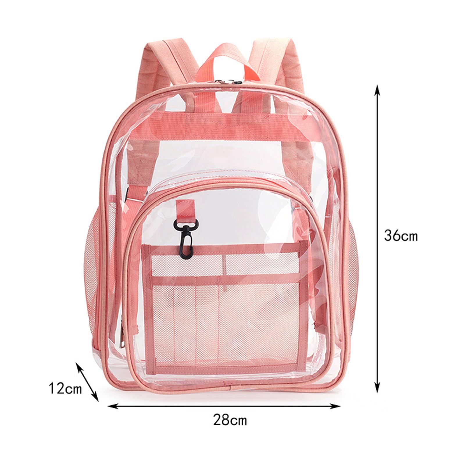 Transparent Book Bags Multifunction Clear PVC Backpack for Work Pink