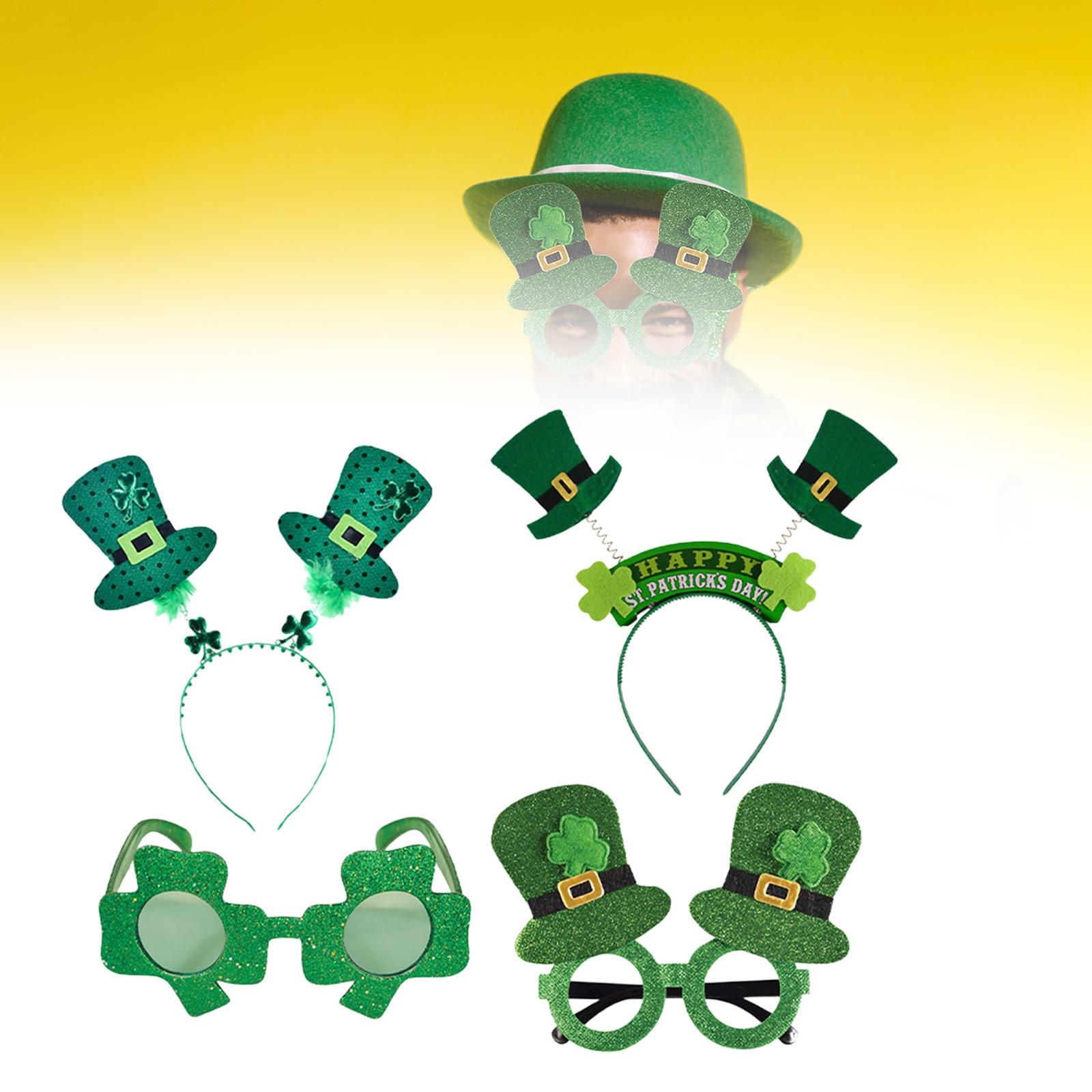 4x ST Patricks Day Glasses Headband Photo Props Costume Accessories Unisex