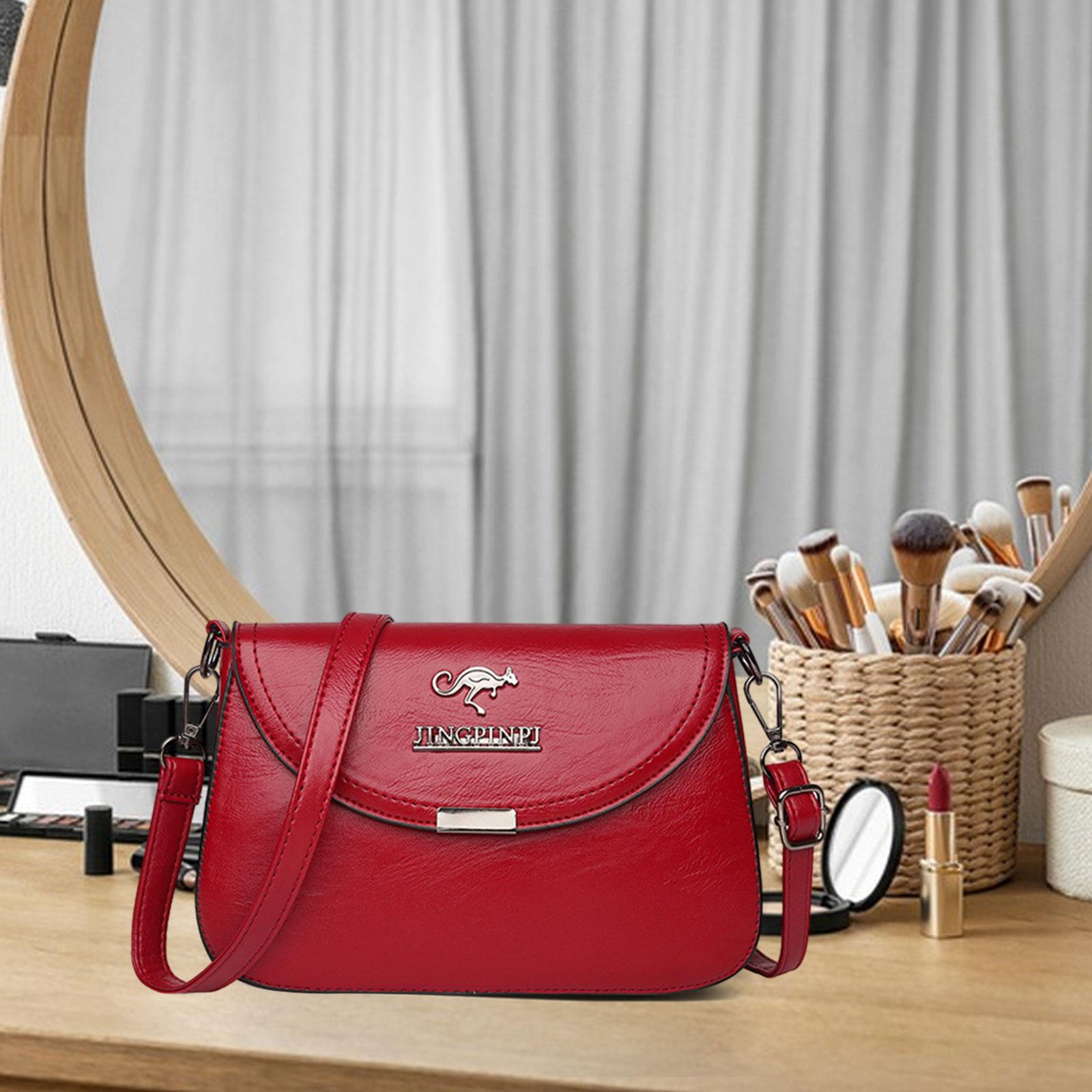 Womens Shoulder Bag Handbag Casual Shoulder Purse Stylish PU Leather Satchel Red