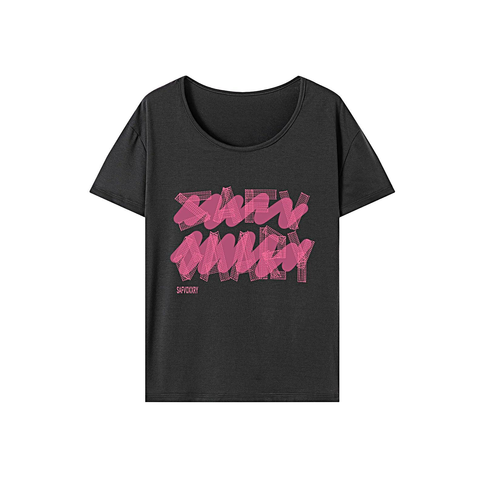 T Shirt for Women Summer Female Crewneck Shirt for Street Backpacking Sports XXL