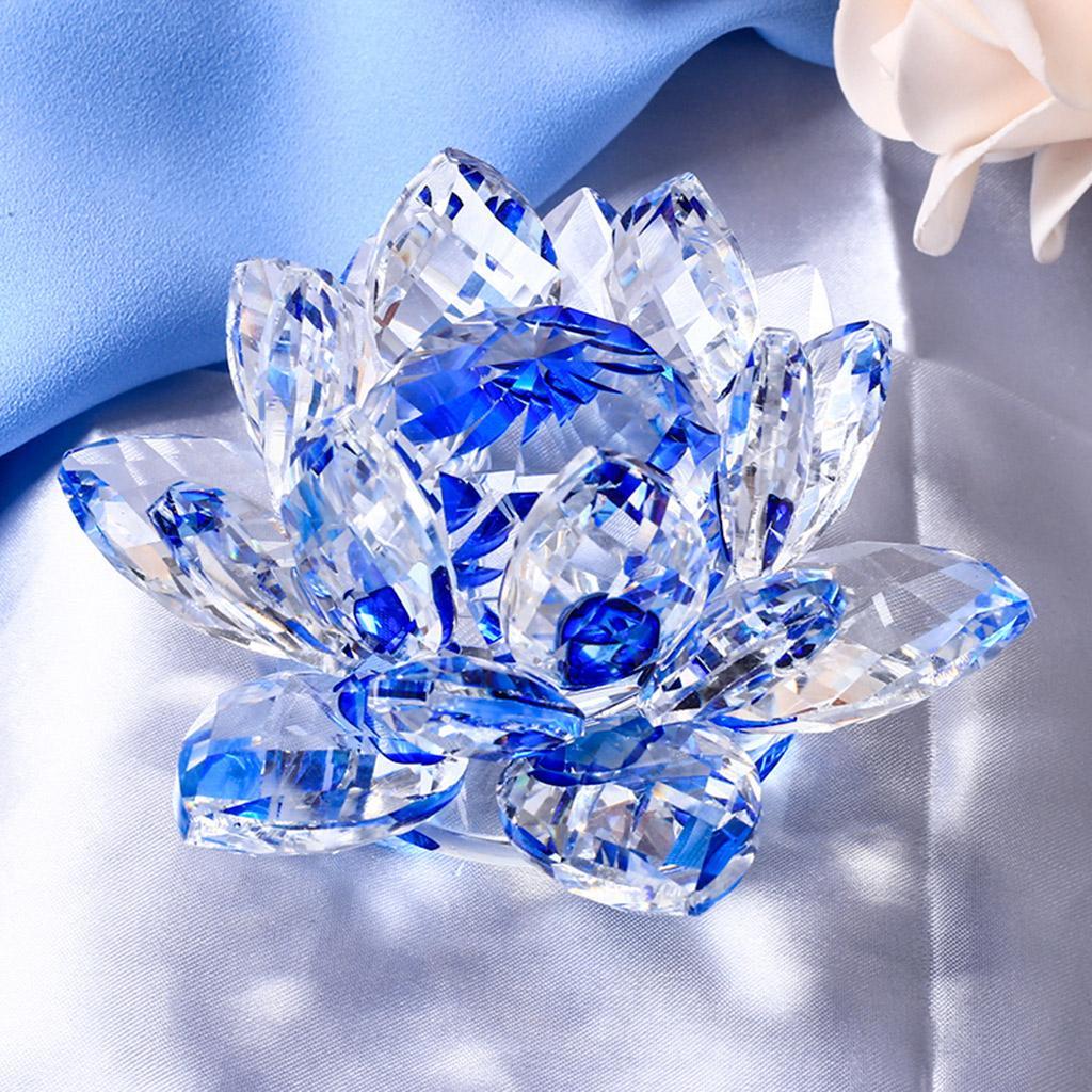 Large Crystal Lotus Flower Ornament with Gift Box, Feng Shui Decor ...