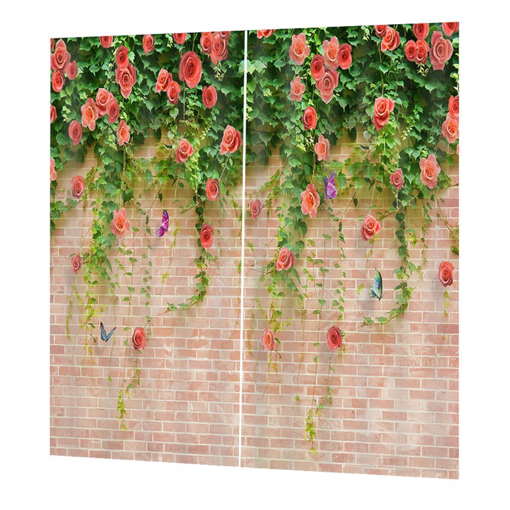 2Pcs Blumenmuster Blackout Fenster Vorhang Schatten Volant 2Pcs Blumenmuster Blackout Fenster Vorhang Schatten Volant
