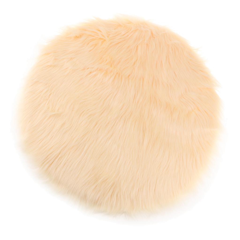 Faux Fur Seat Cushion Pad Artificial Sheepskin Mat Beige 30cm
