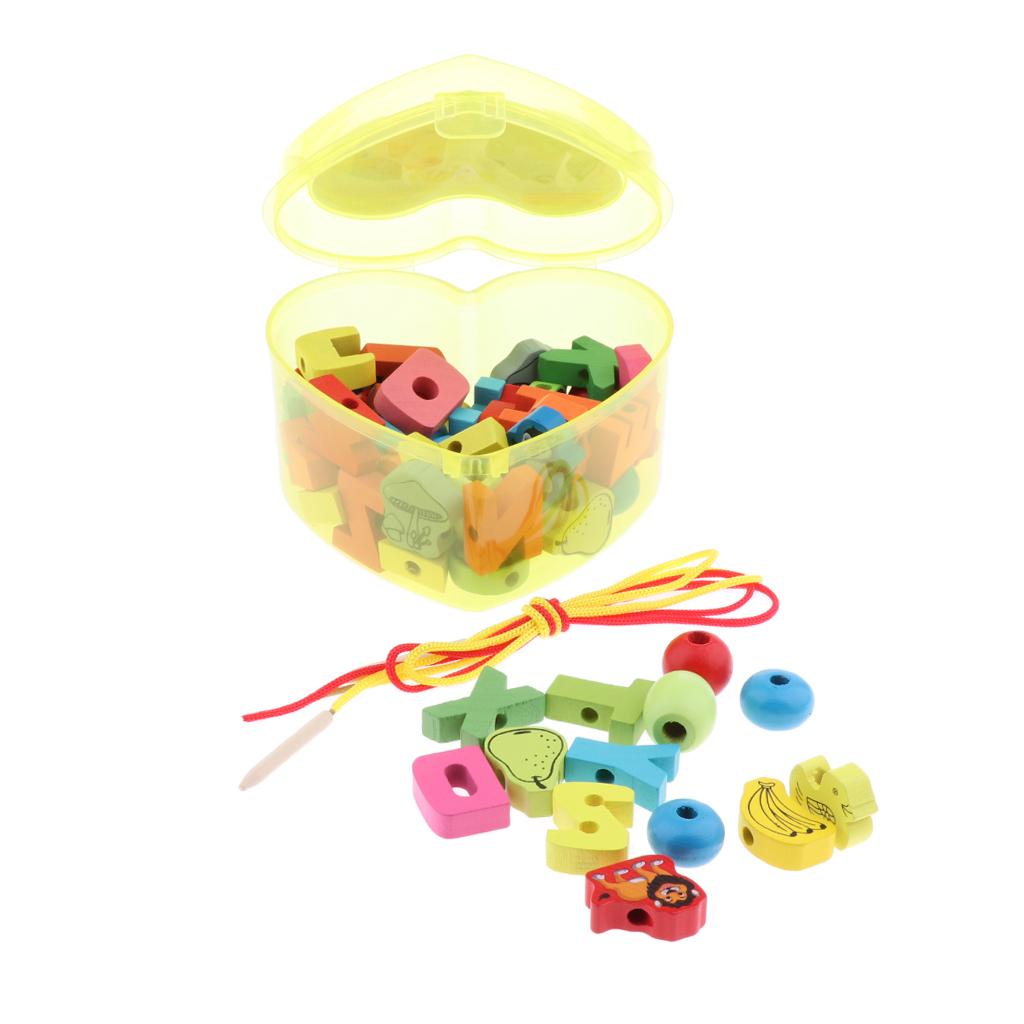 Toddler Kids Montessori Lacing Beads Toy Fine Motor Skills Letters