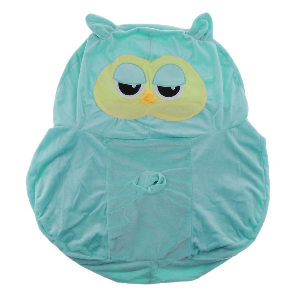 Kids Foldable Sofa Chair Children Cartoon Lounger Bed Slipcover Blue Owl
