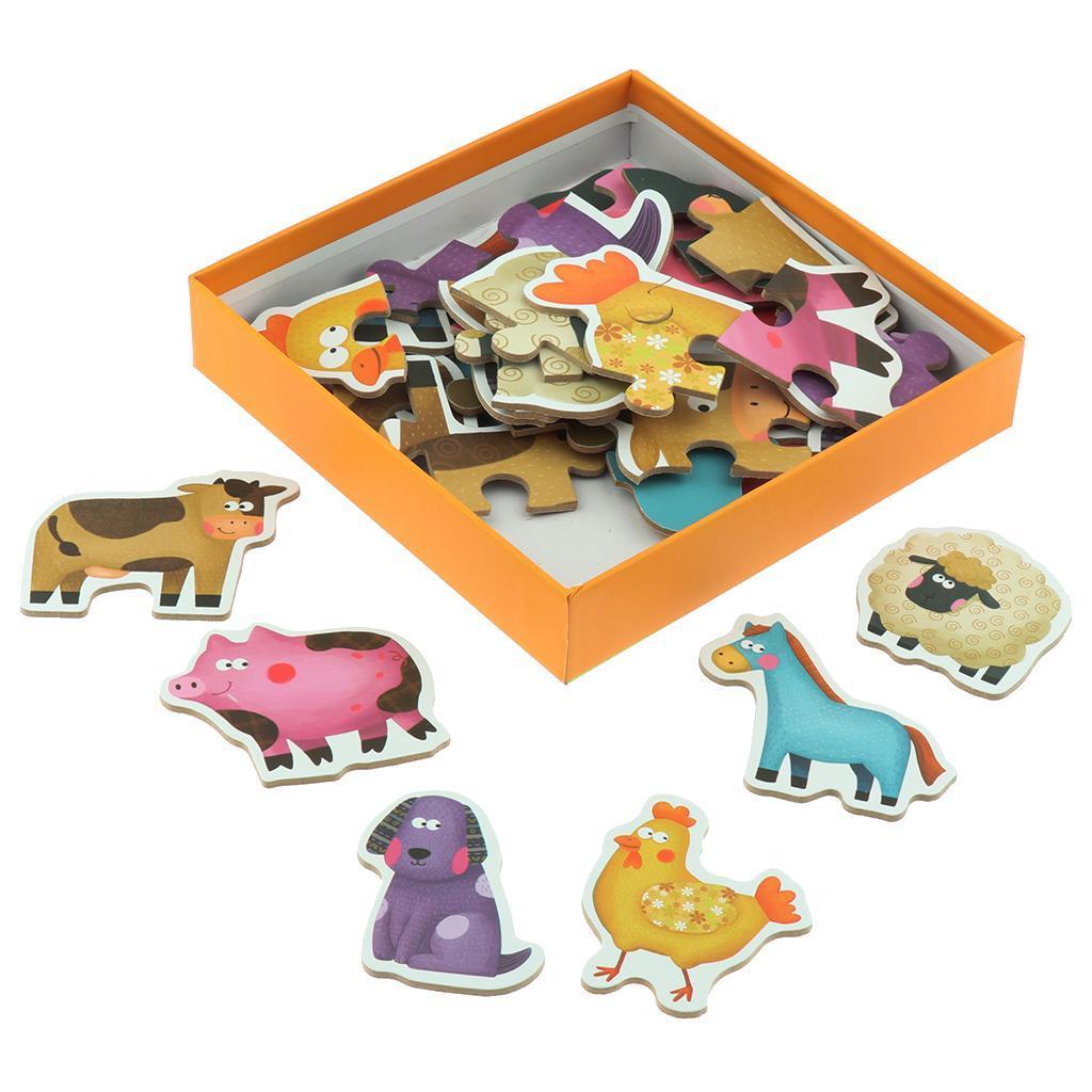 Set of 6 Kids Matching Puzzles Toddlers Paper Jigsaw ...