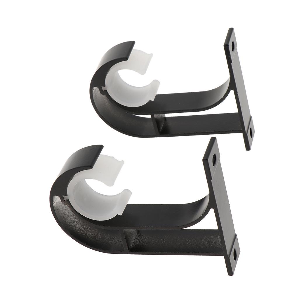 2 Pcs Aluminum Alloy Curtain Rod Holder Wall Bracket Drapery Hardware,Black