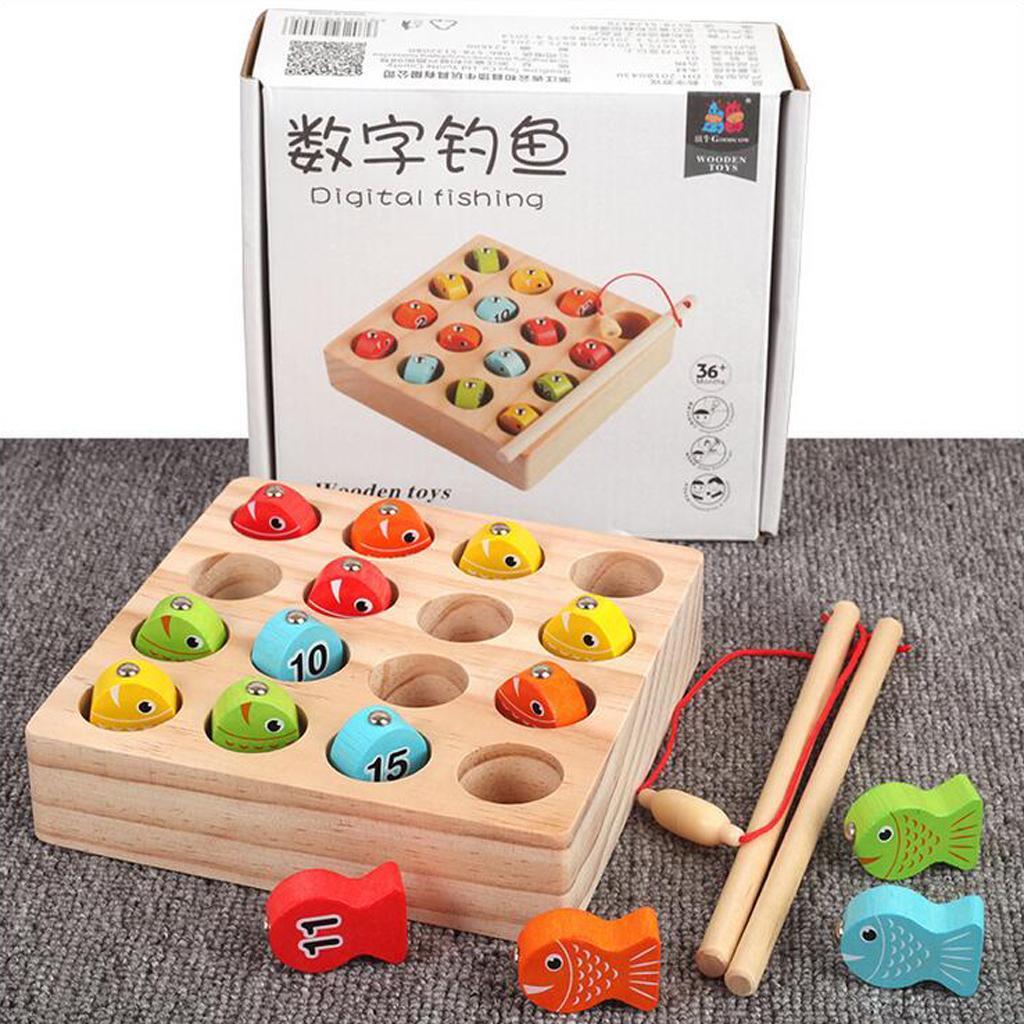 Wooden Magnetic Fishing Toy Kids Fishing Game Cognition Educational Toy