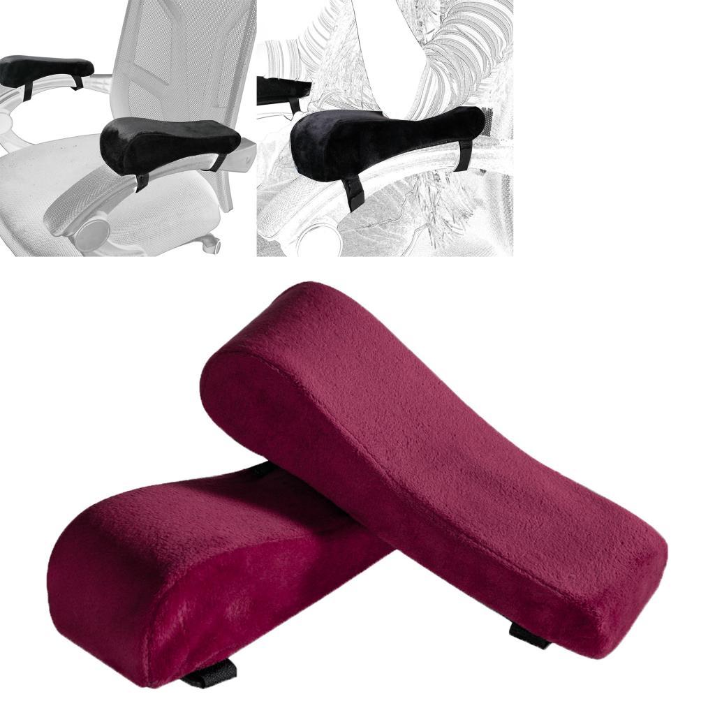 Office Chair Armrest Wheelchair Cushion Cover Padded Pillow Foam  Wine Red