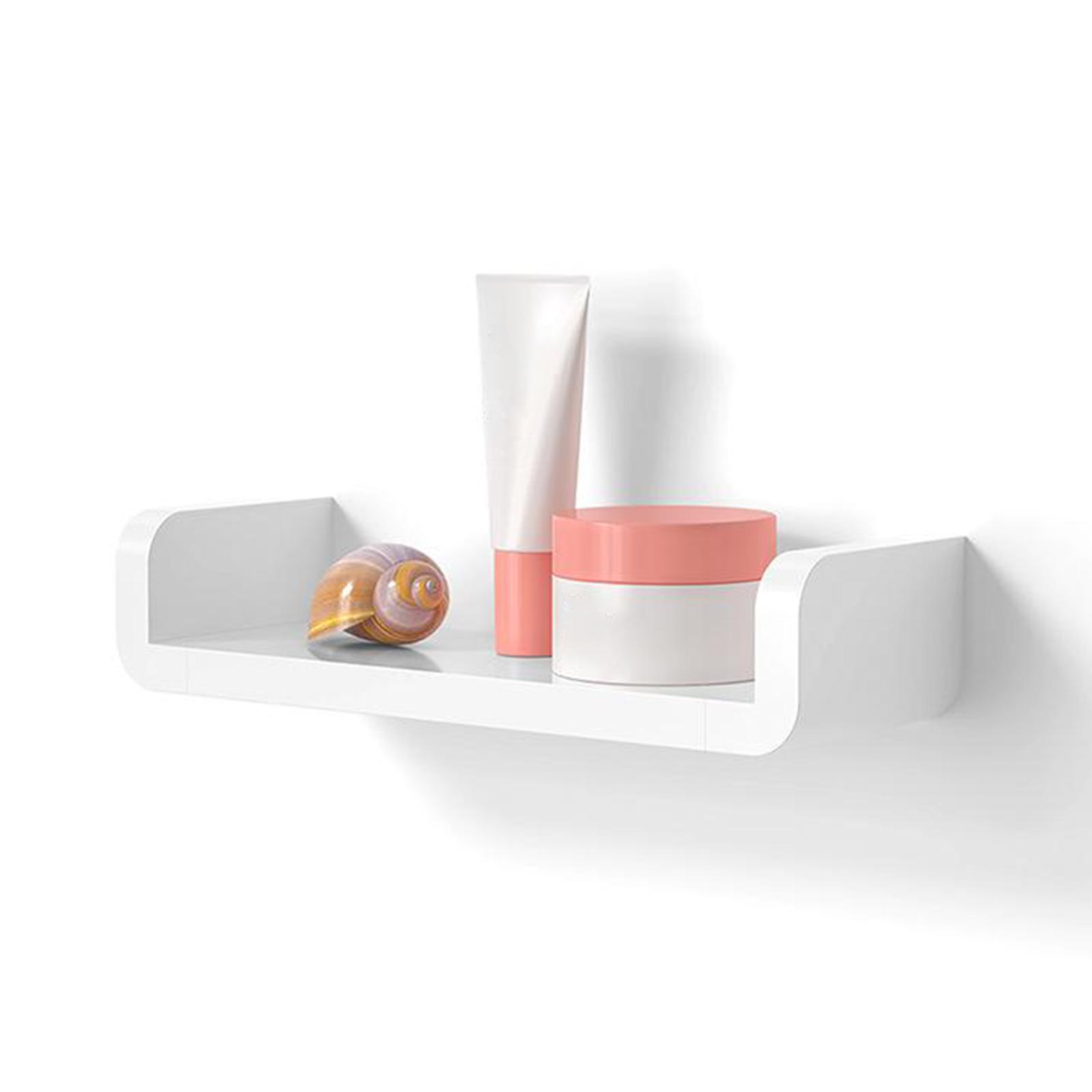 2xFloating Wall Shelves White U Shaped for Bathroom Display Organizer 32cm