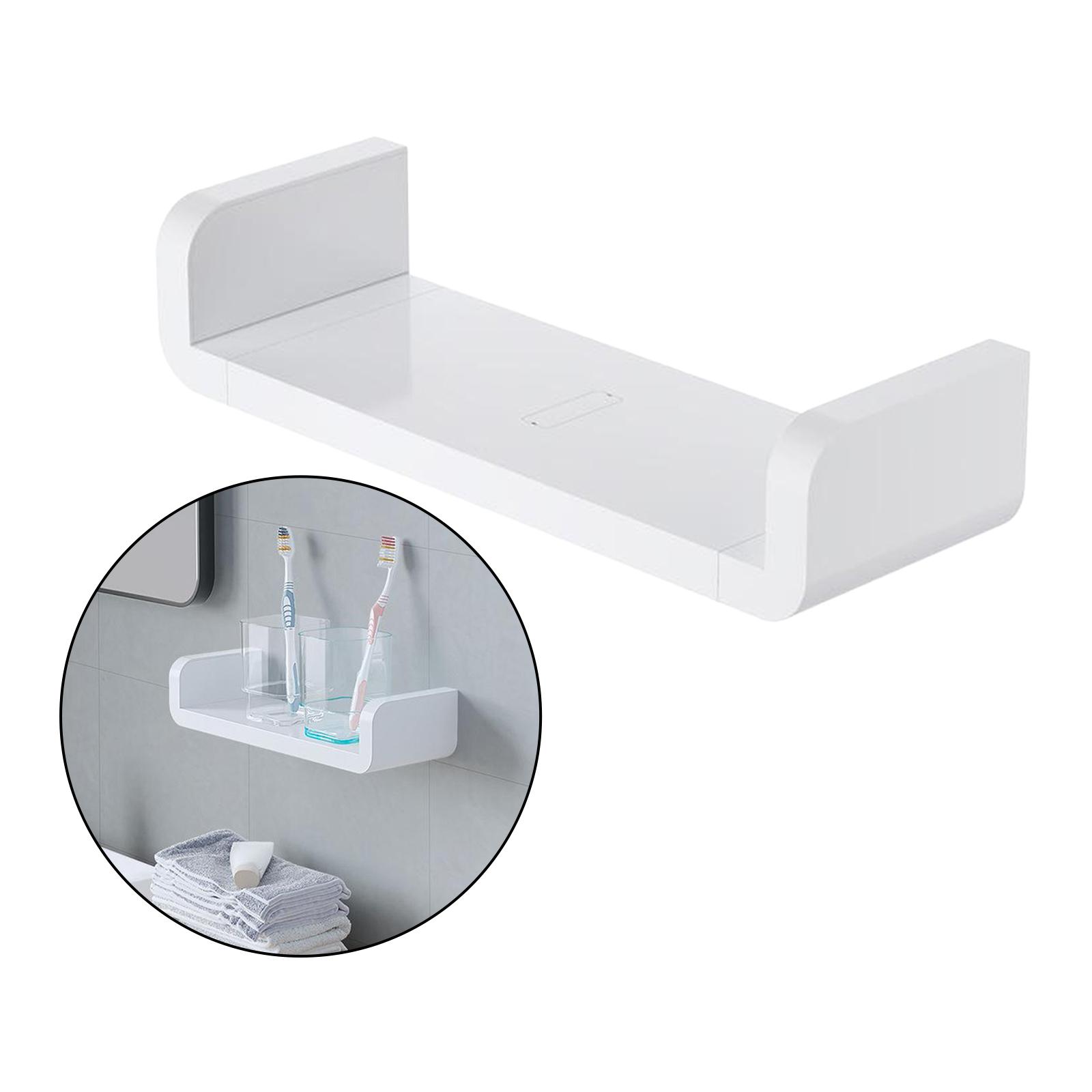 Floating Wall Shelves White U Shaped for Bathroom Display Organizer 32cm
