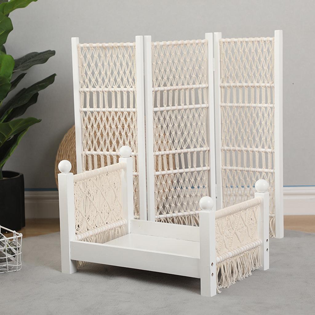Newborn Props Baby Crib White Shooting Assisted Hanmade Background Doll Bed