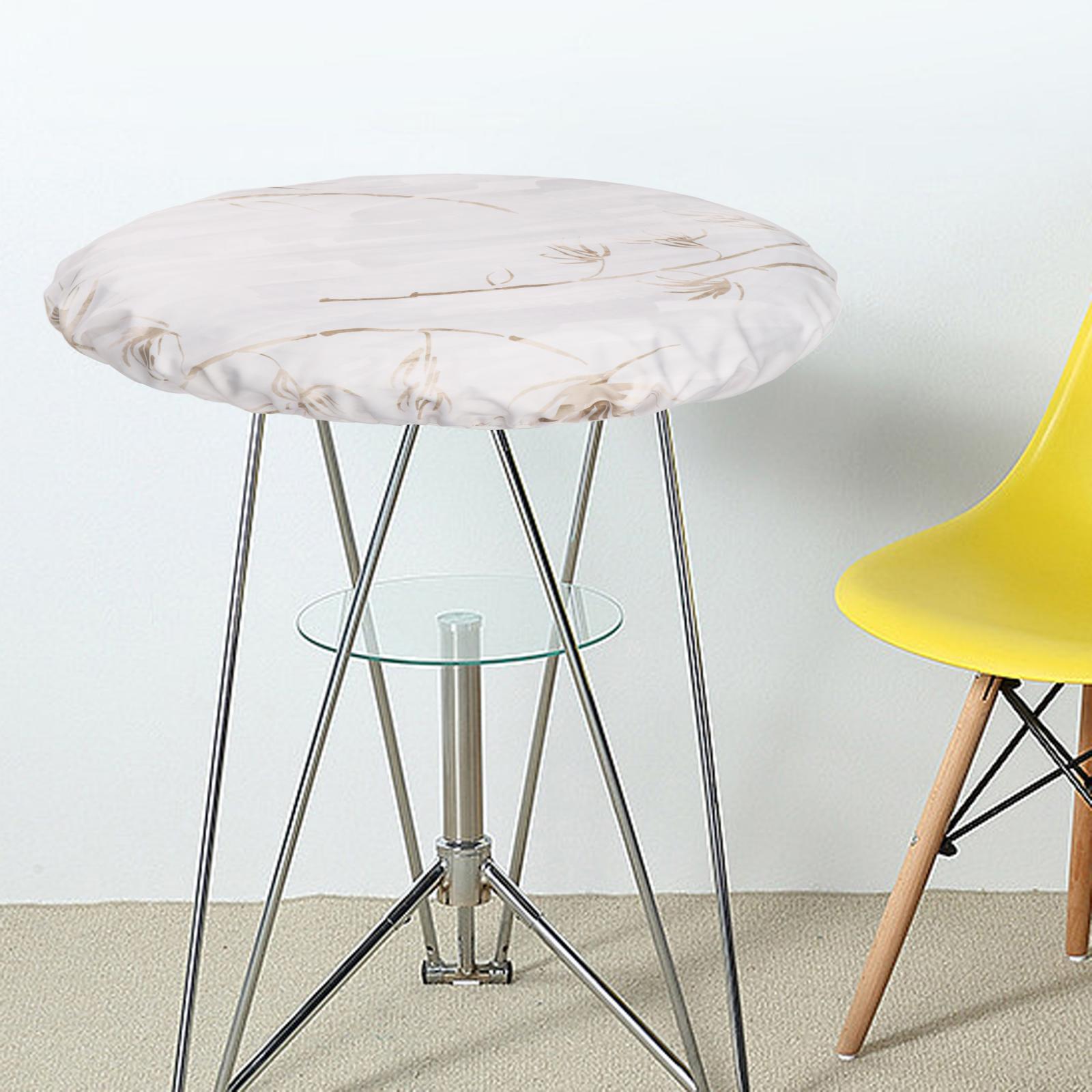 Printed Round Fitted Tablecloth Home Party Wipeable Table Cover 120cm White